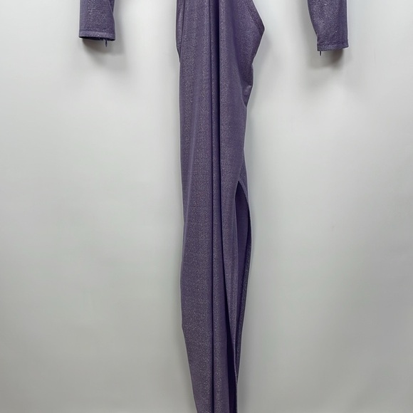 Bronx and Banco Amara Cut-Out Slit Gown Maxi Dress Formal Metallic Purple 12 - Picture 7 of 14